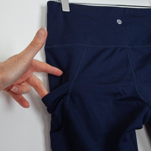 Apana Womens Colorblock Fleece Leggings Size S Blue Pockets Running Outdoors - Picture 7 of 8